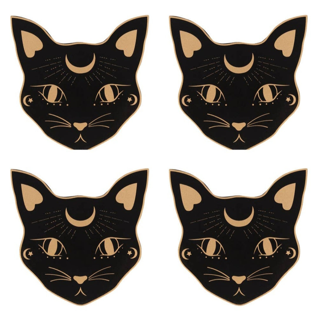 Mystic Cat Face Coaster Set