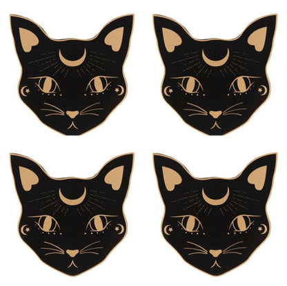 Mystic Cat Face Coaster Set